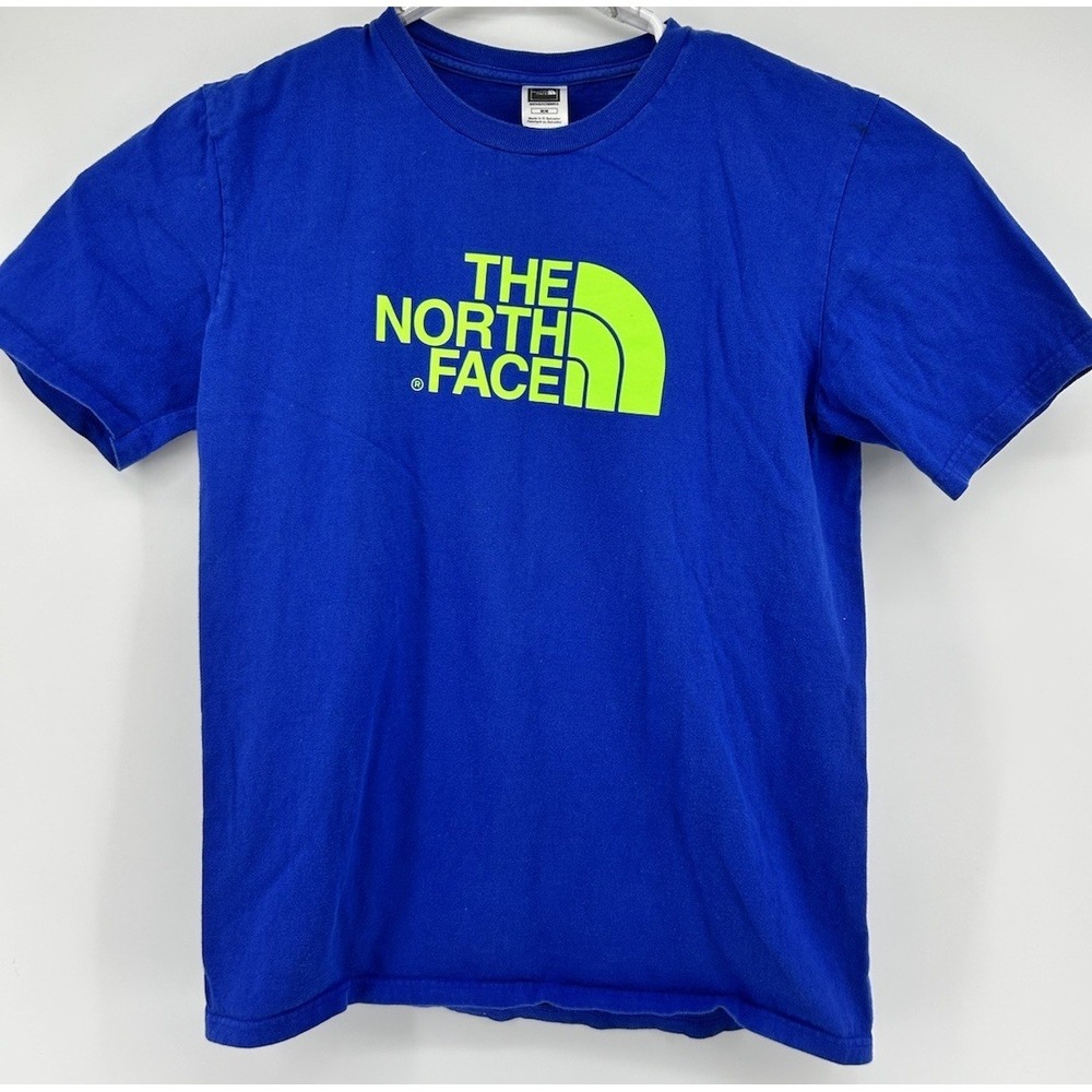 The North Face Short Sleeve T Shirt Blue‎ With Green Logo Men's Size Small